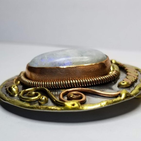 New With Tags Artisan Crafted Natural Moonstone Necklace and Cuff Bracelet SET - Picture 11 of 14